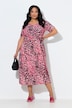 Maxi-jurk, luipaardmotief, A-lijn, ronde hals, korte mouwen