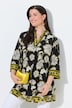 Vibrant Flower Print 3/4 Sleeve Satin Tunic