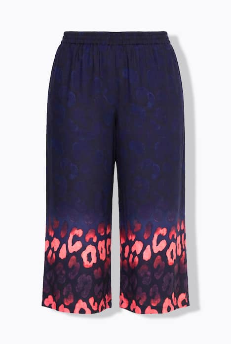 Culotte, weites Bein, Hose, Leo-Muster