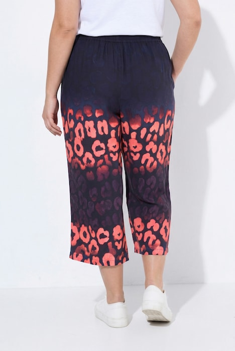 Culotte, weites Bein, Hose, Leo-Muster