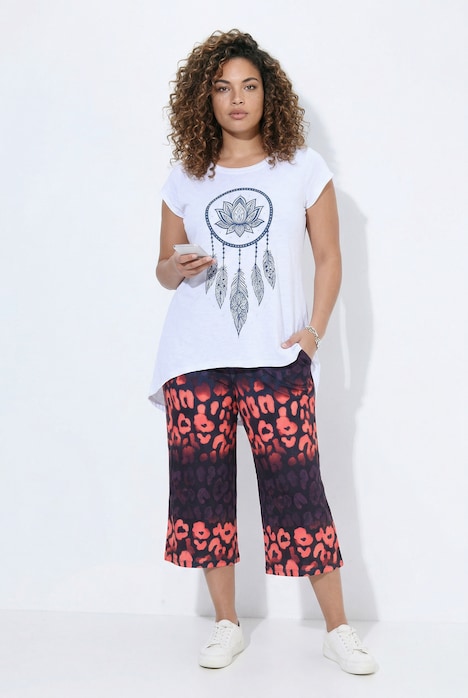 Culotte, weites Bein, Hose, Leo-Muster