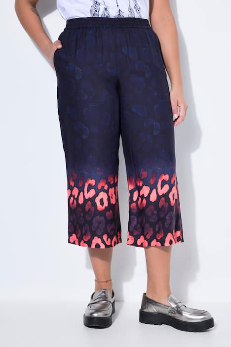 Culotte, weites Bein, Hose, Leo-Muster
