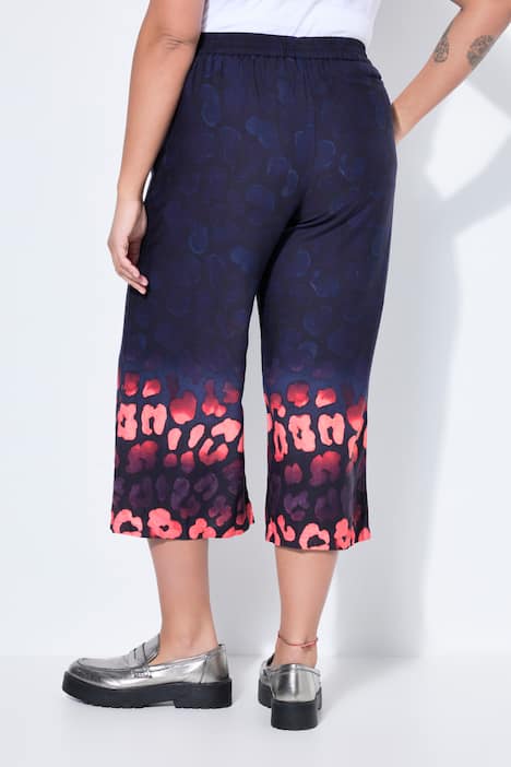 Culotte, weites Bein, Hose, Leo-Muster
