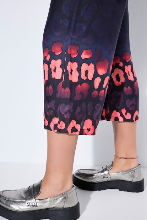 Culotte, weites Bein, Hose, Leo-Muster