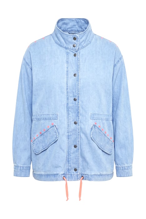 Neon Studded Drawstring Hem Denim Jacket