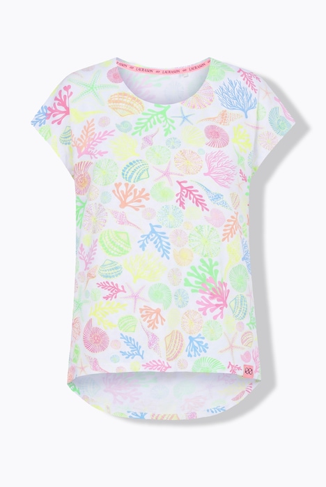 T-shirt, maniche ad aletta, scollo tondo, stampa all-over, OEKO-TEX