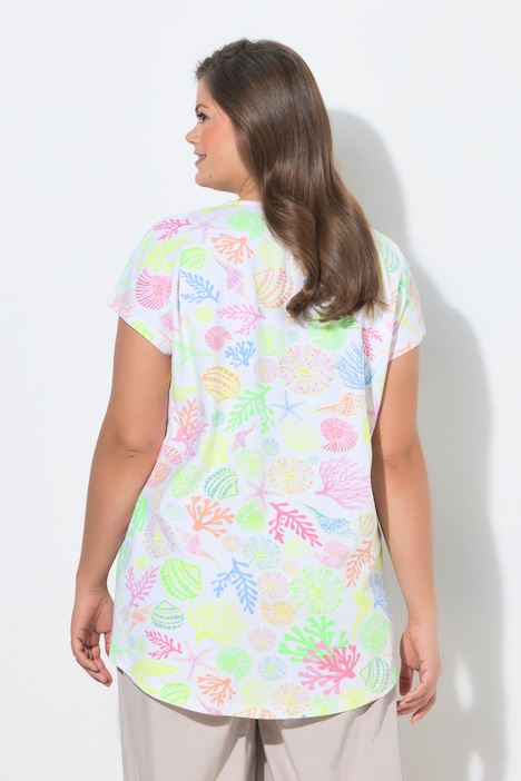 T-shirt, maniche ad aletta, scollo tondo, stampa all-over, OEKO-TEX