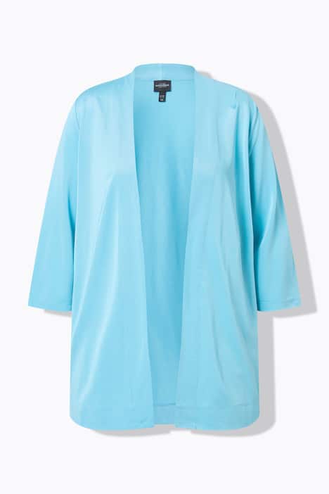 Slinkypiqué-Jacke, Schalkragen, offene Jacke, 3/4-Arm