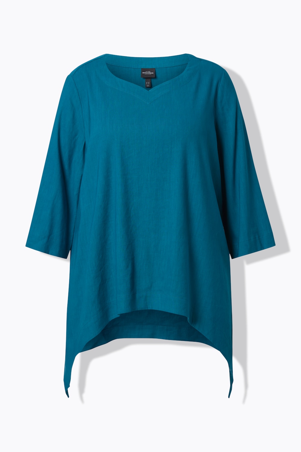 Stora storlekar Blus i linnemix, Dam, turkos, storlek: 46/48, Linne/Viskos, Ulla Popken