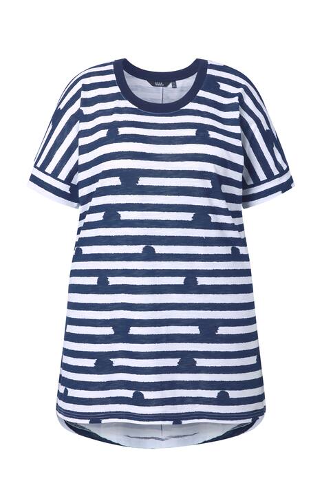 Tričko, pruhy/puntíky, větší velikost, kulatý výstřih, polo rukávy