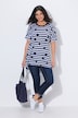 T-shirt dal taglio oversize con righe/pallini, scollo a girocollo e mezze maniche