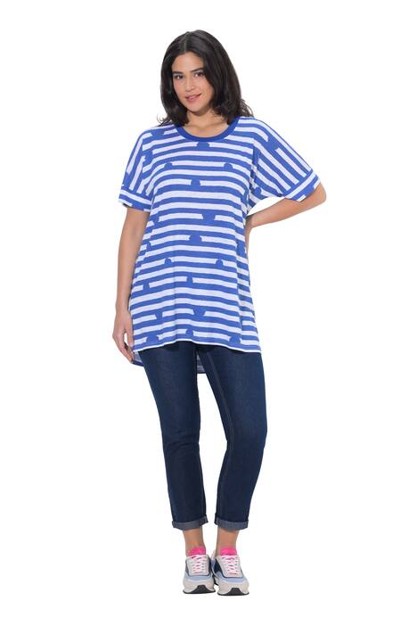 Tričko, pruhy/puntíky, větší velikost, kulatý výstřih, polo rukávy
