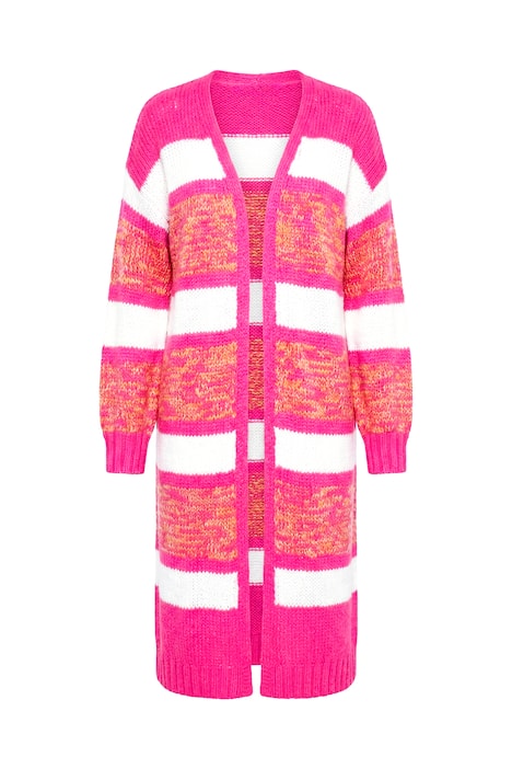 Chunky Striped Extra Long Open Shape Cardigan