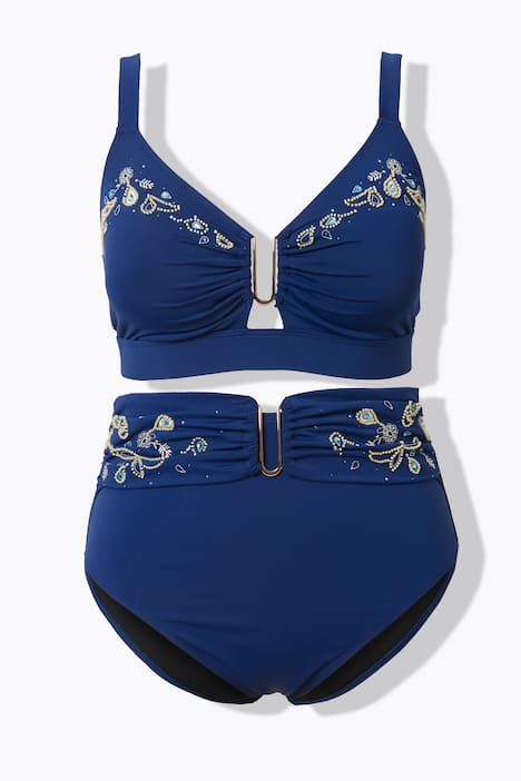 Bikini, Zweiteiler, florale Stickerei, Softcups