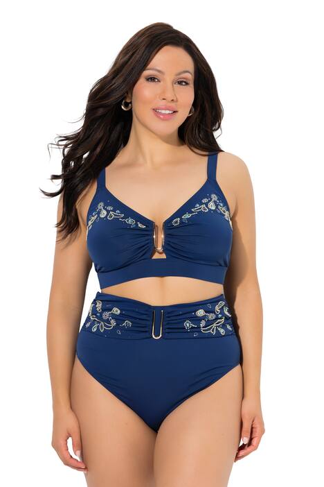 Bikini, Zweiteiler, florale Stickerei, Softcups