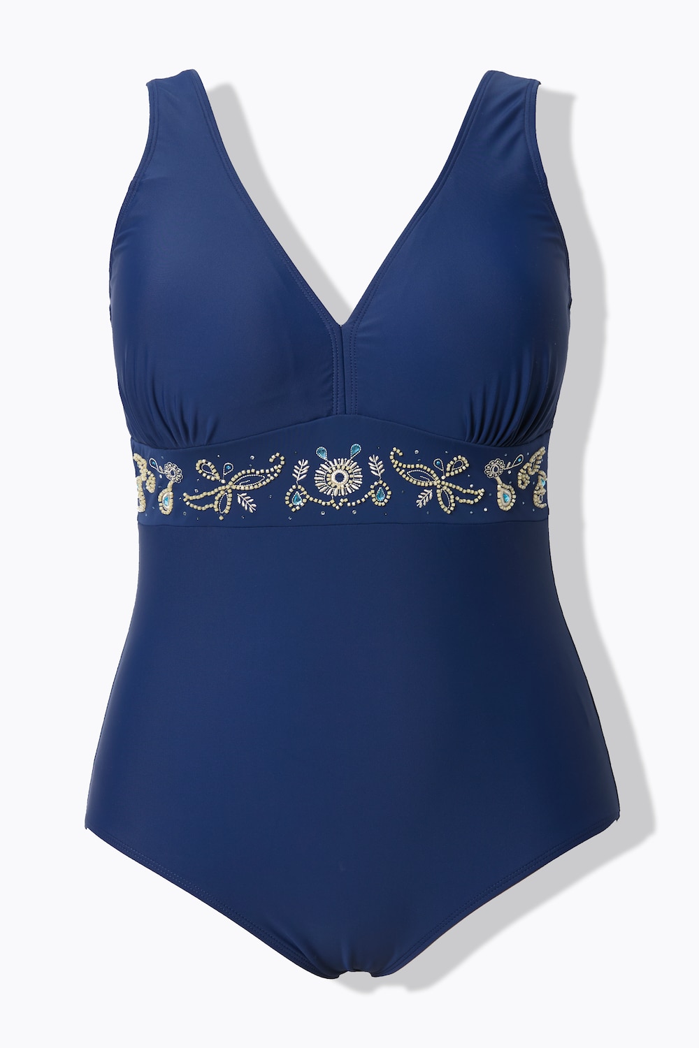 Stora storlekar Baddräkt, Dam, blå, storlek: 50/52, Polyester/Syntetfibrer/Elastan, Ulla Popken