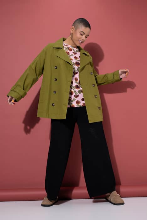 Trench-Jacke, oversized, Revers, 2 Taschen