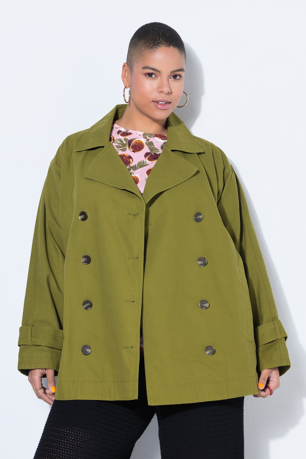 Trench-Jacke, oversized, Revers, 2 Taschen