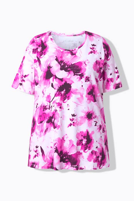 T-Shirt, Blüten, Rundhals, Halbarm, Pima Cotton