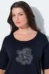 T-shirt en coton Pima, broderie avec petits strass, col rond et manches courtes