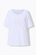 T-shirt en coton Pima, broderie avec petits strass, col rond et manches courtes