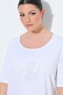 T-shirt en coton Pima, broderie avec petits strass, col rond et manches courtes