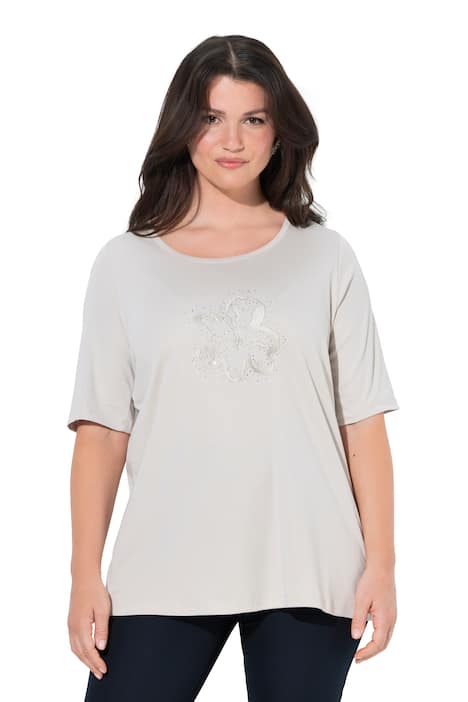 Tričko, třpytivá výšivka, polodlouhý rukáv, bavlna Pima