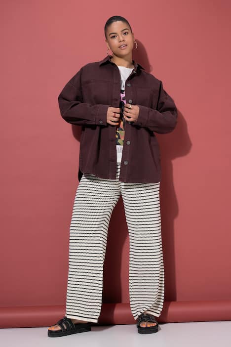 Denim overhemd, oversized, gecoat denim, lange mouwen