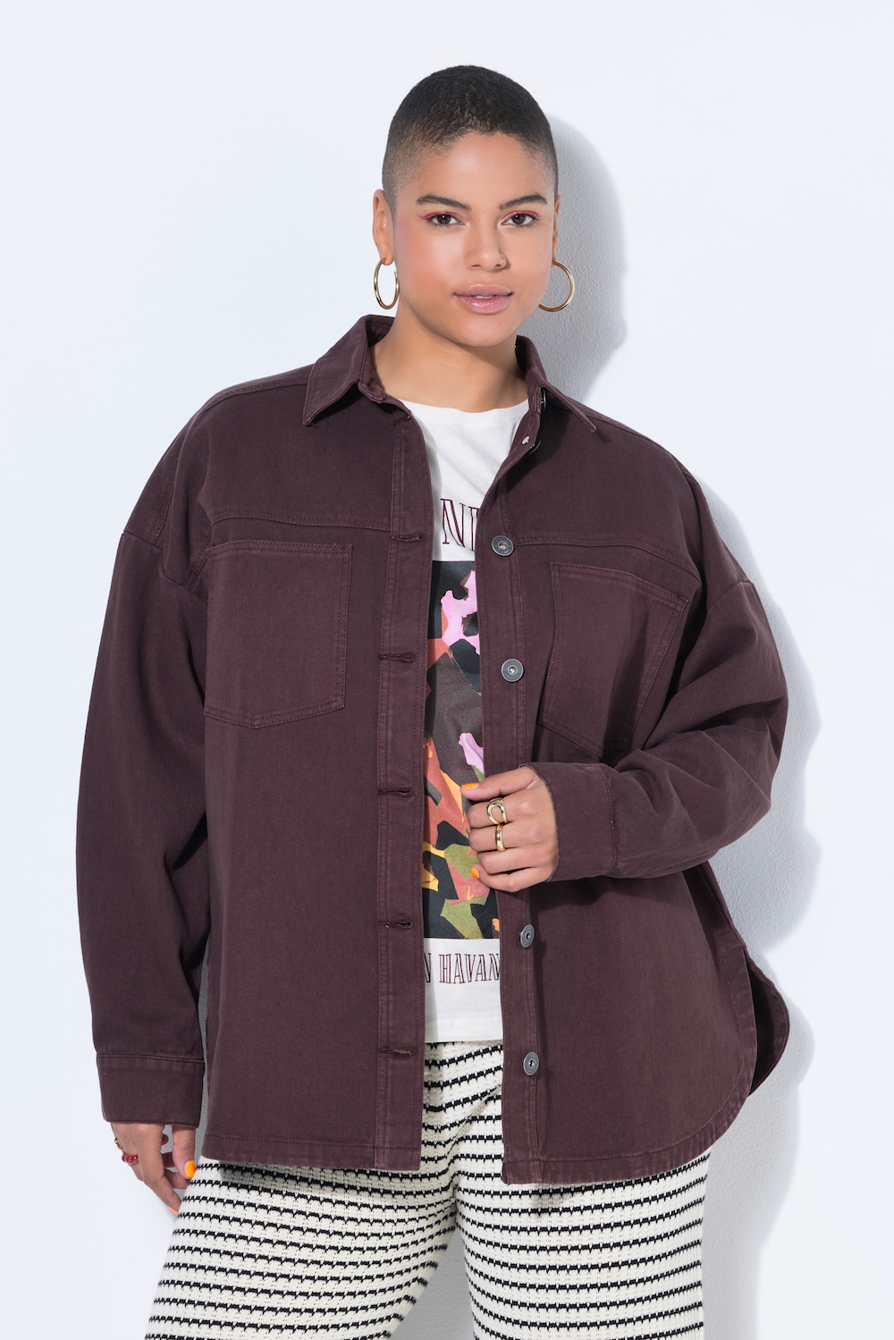 Jeanshemd, oversized, Langarm