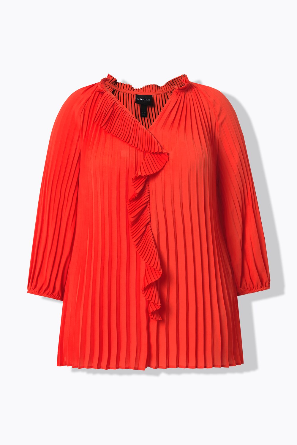 Stora storlekar Plisserad blus, Dam, röd, storlek: 54/56, Polyester, Ulla Popken