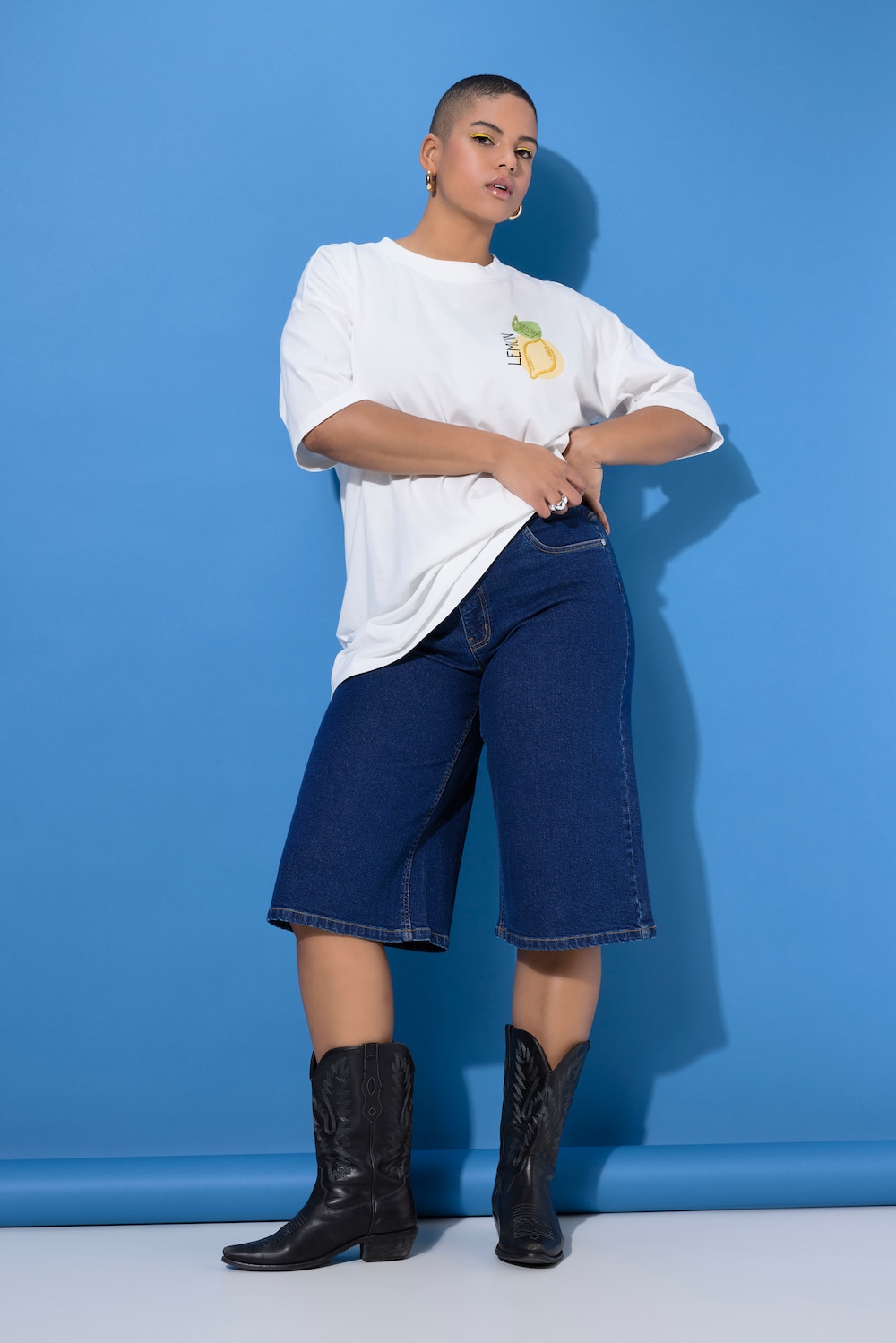 Jorts, jeans shorts, wijde uitlopende pijpen, 5-pocket