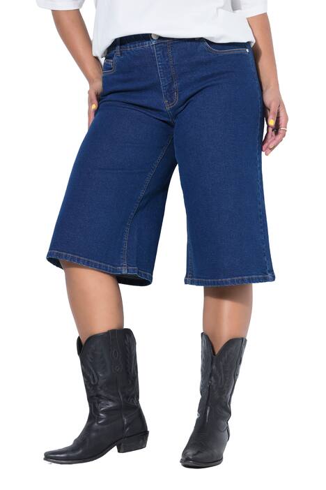 Džínové kraťasy, rozšířené široké nohavice, 5 kapes