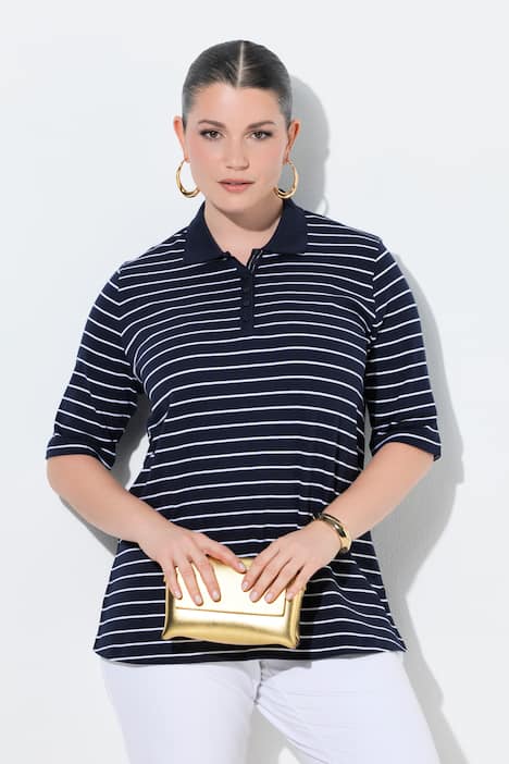 Poloshirt, Ringel, Polokragen, Halbarm, Pima Cotton