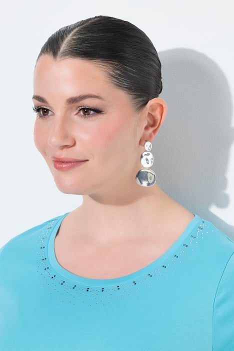 T-Shirt, Ziersteine, Rundhals, Halbarm, Pima Cotton