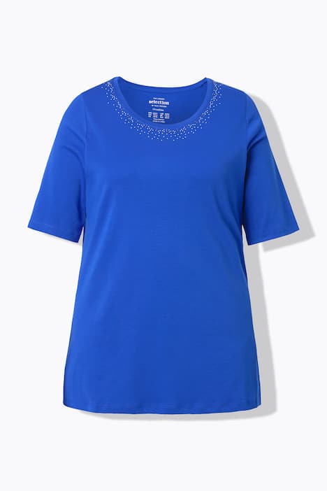 T-Shirt, Ziersteine, Rundhals, Halbarm, Pima Cotton