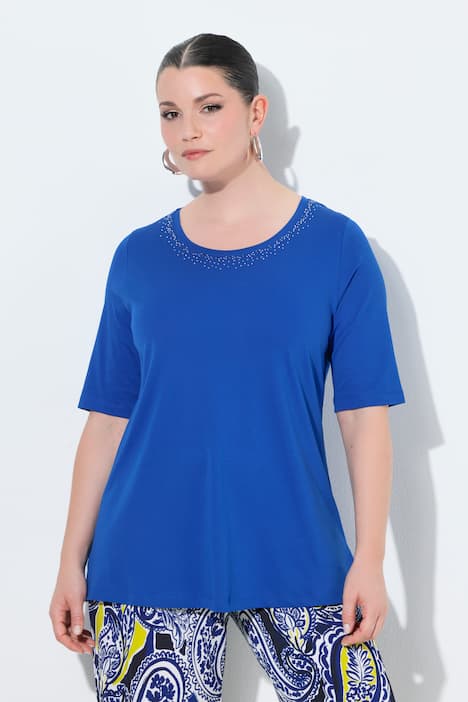 T-Shirt, Ziersteine, Rundhals, Halbarm, Pima Cotton