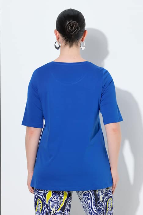 T-Shirt, Ziersteine, Rundhals, Halbarm, Pima Cotton