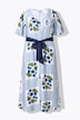 Floral Check Button-Down Short Sleeve Dress