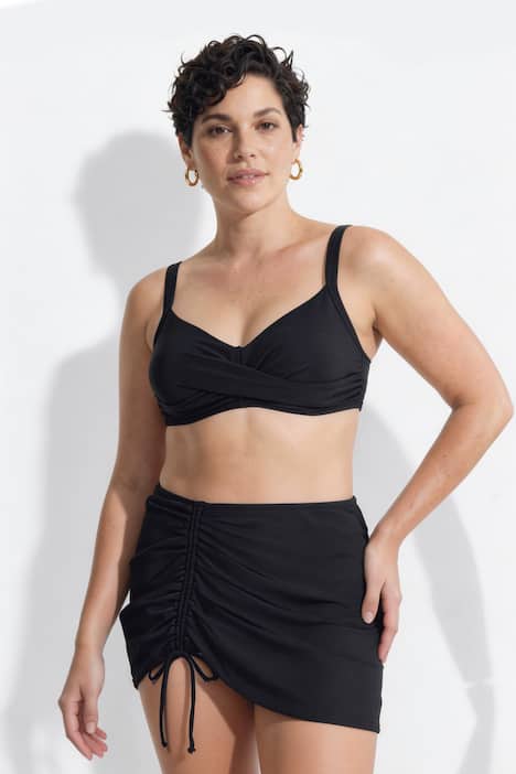 Schwimmrock, Raffung, integrierter Slip