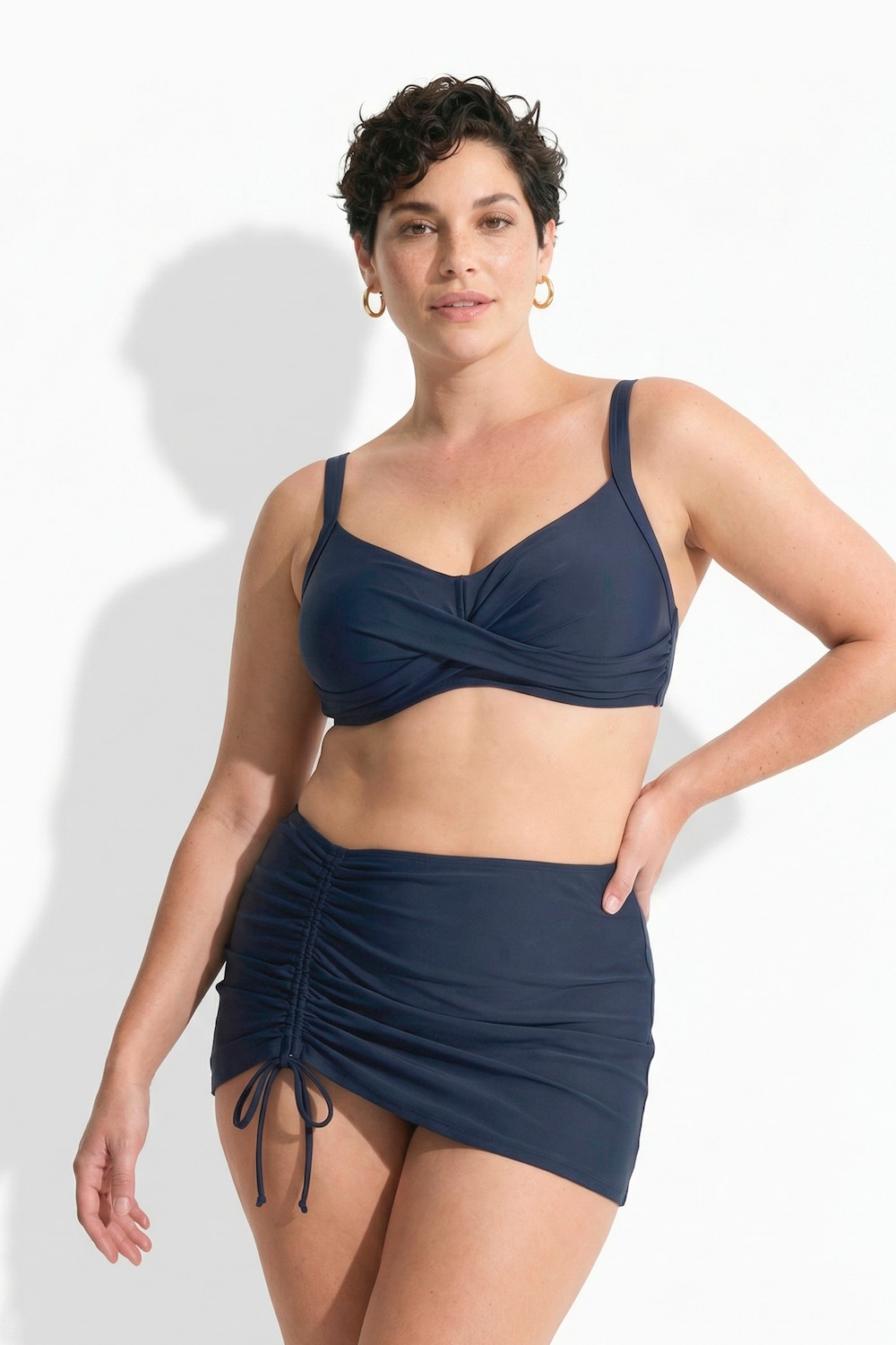 Schwimmrock, Raffung, integrierter Slip