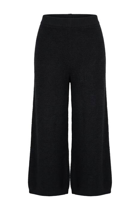 Kalhoty, široké rovné nohavice, pletené se strukturou
