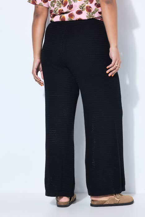 Pantalon en maille texturée, coupe wide Straight Legs