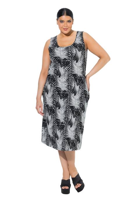 Midi šaty, áčkový střih, kulatý výstřih, bez rukávů, kapsy