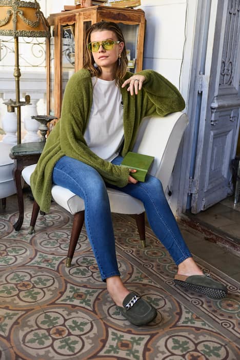 Chaqueta de punto, forma cómoda, punto confortable, forma abierta