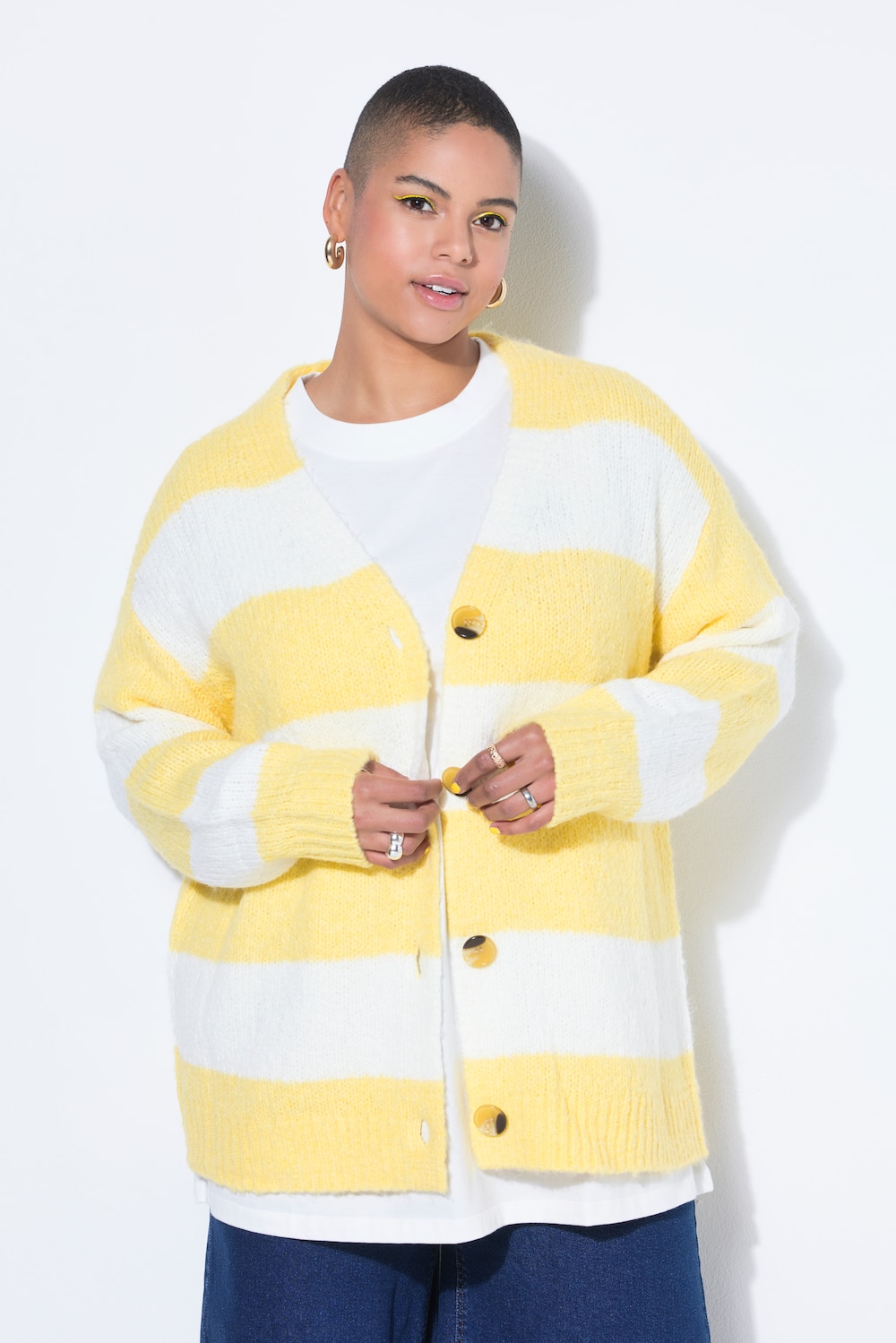 Strickjacke, Oversize Shape, Blockstreifen