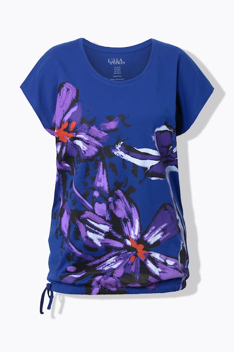 T-Shirt, Blüten, Oversized, Rundhals, Halbarm, Saumband