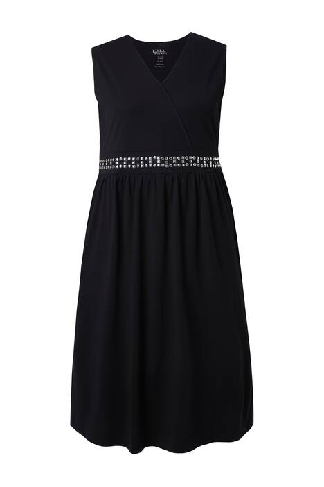 Midi šaty, výšivka, zavinovací vzhled, V výstřih, bez rukávů