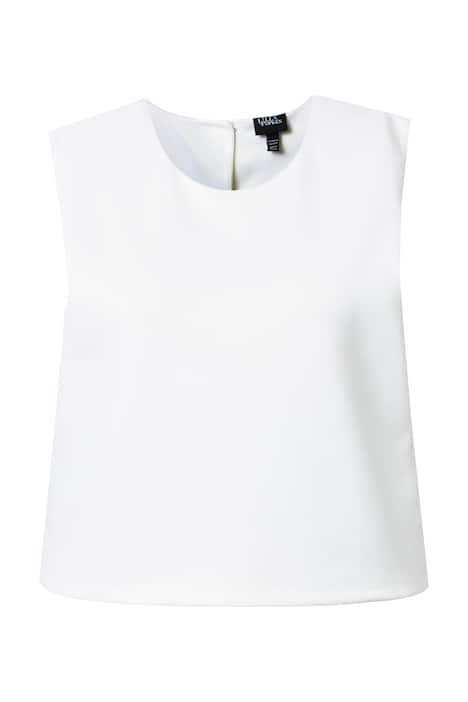 Top ze scuba materiálu, třpytivé knoflíky, boxy střih, kulatý výstřih, bez rukávů