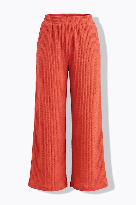 Hose, Wide Legs, Waffelstruktur, Elastikbund