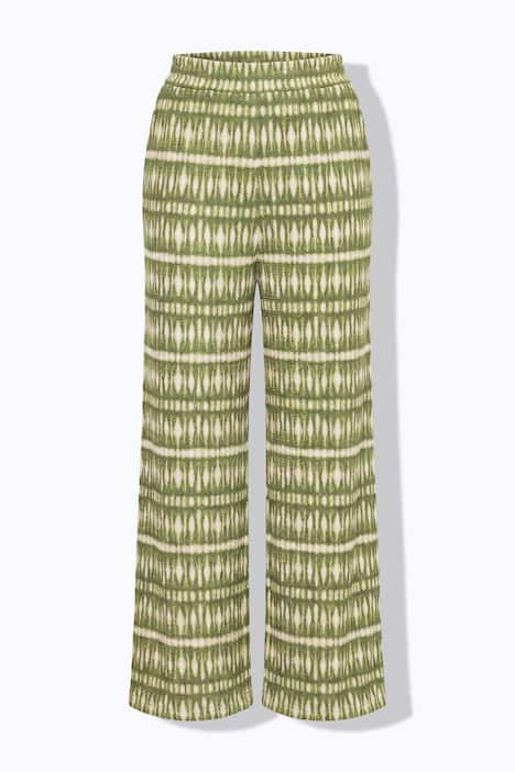 Hose, Wide Legs, Struktur und Print, Elastikbund